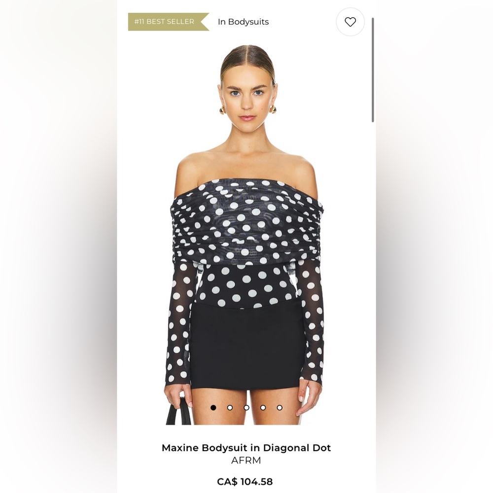 NWT AFRM Maxine Bodysuit in Diagonal Dot